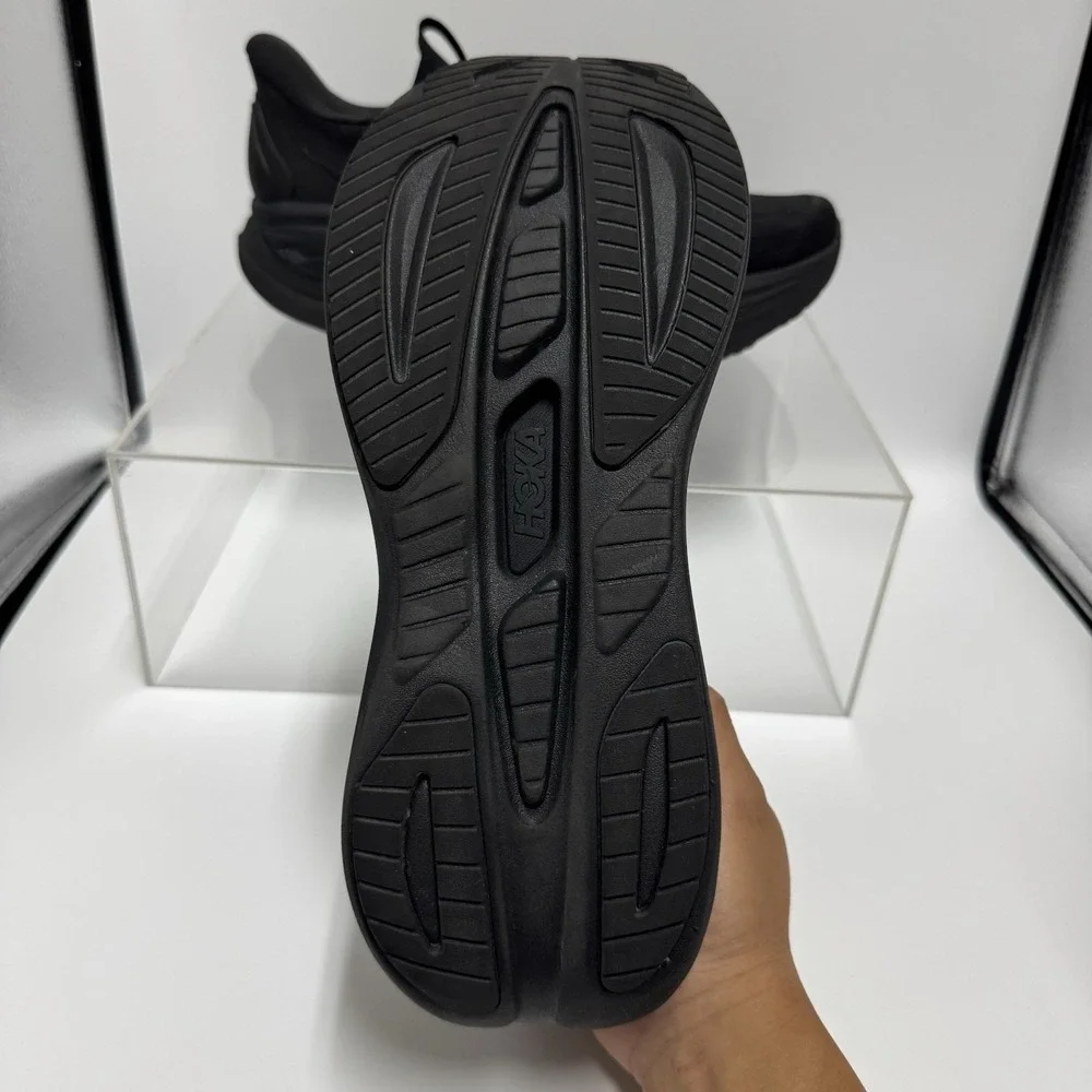 Hoka Skyward Laceless Triple Black 1168876 BBLC running Shoes Men's Size 12